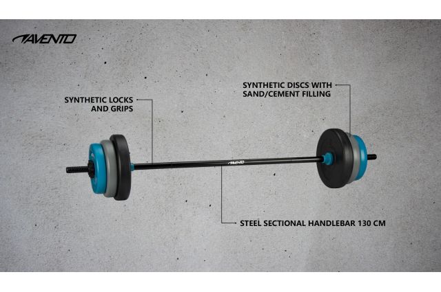 Zestaw obciążeń + gryf regulowane AVENTO 42DM 20kg Zestaw obciążeń + gryf regulowane AVENTO 42DM 20kg